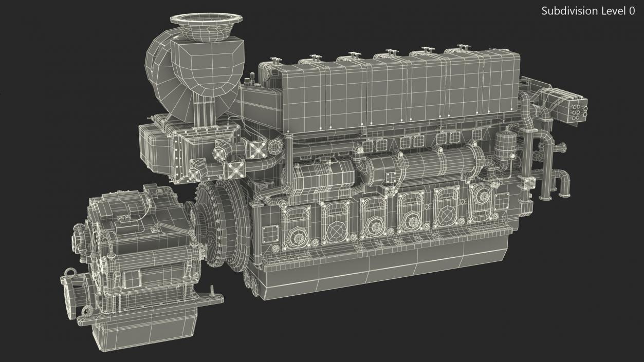 3D Marine Propulsion Engine Blue 2