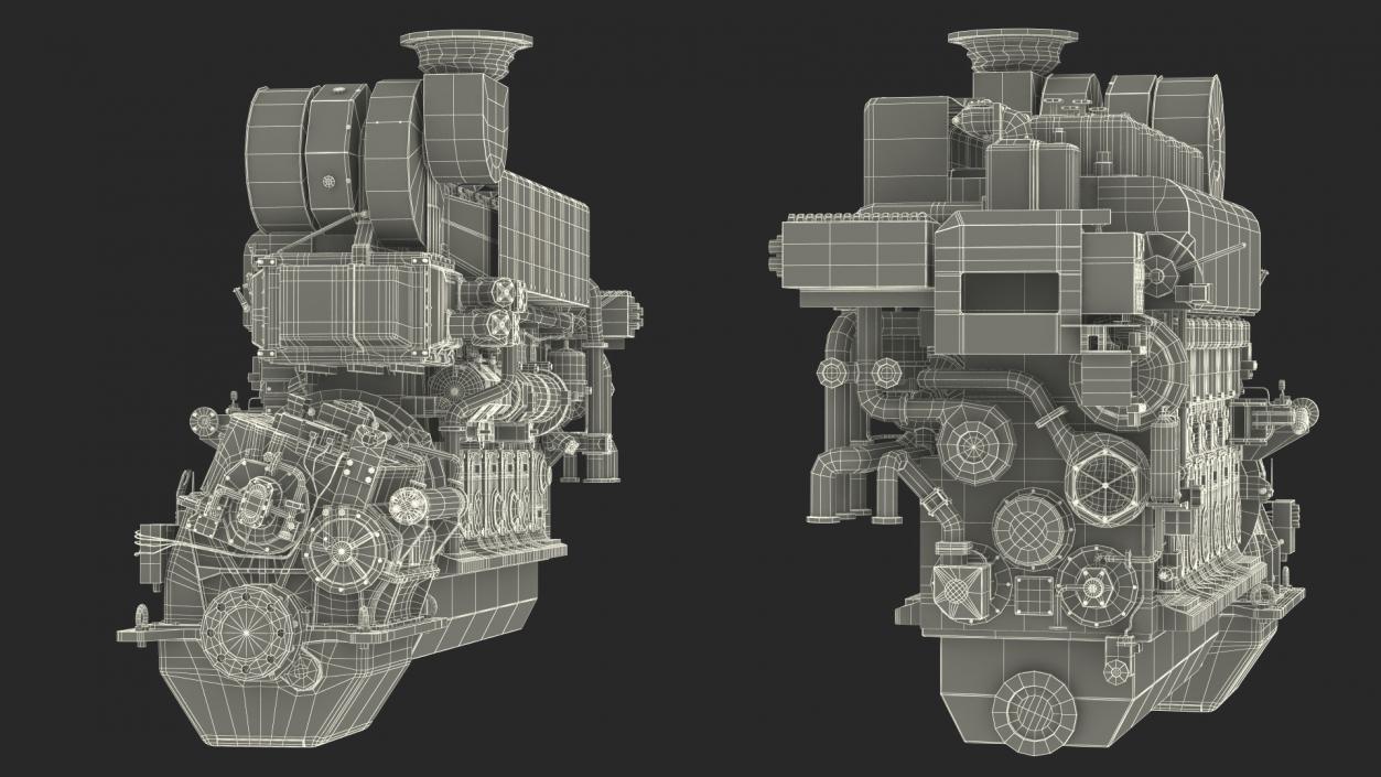 3D Marine Propulsion Engine Blue 2