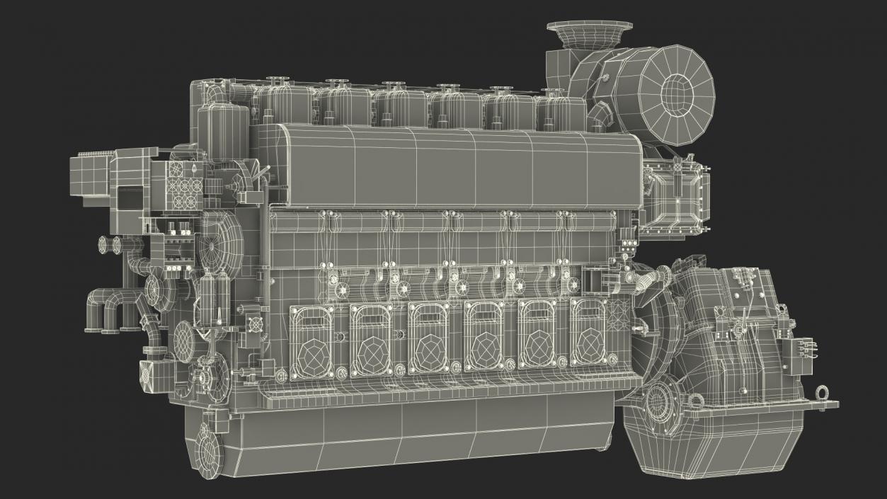 3D Marine Propulsion Engine Blue 2