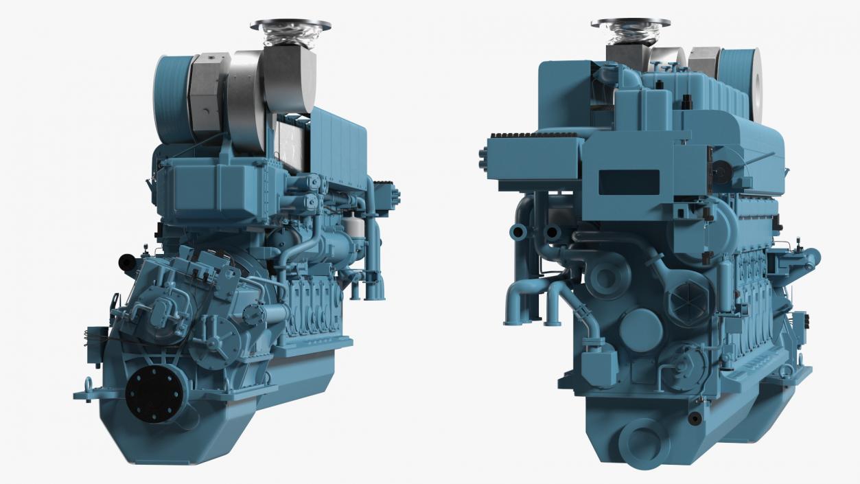 3D Marine Propulsion Engine Blue 2