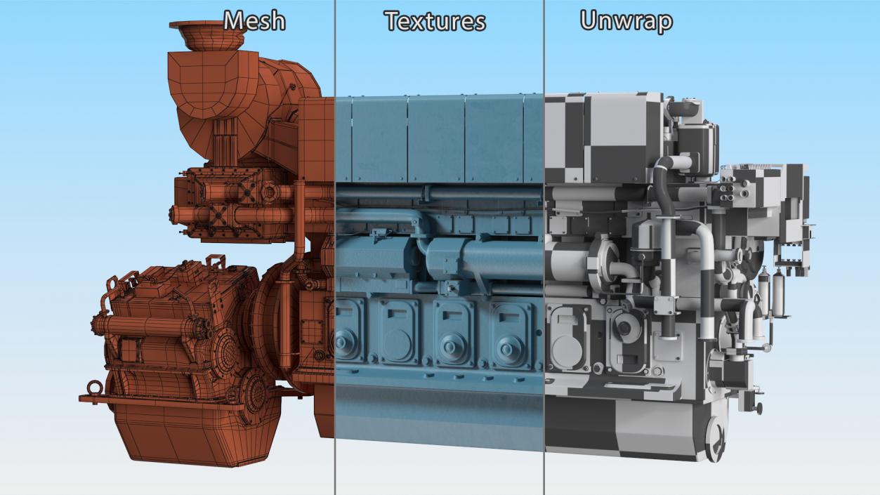 3D Marine Propulsion Engine Blue 2