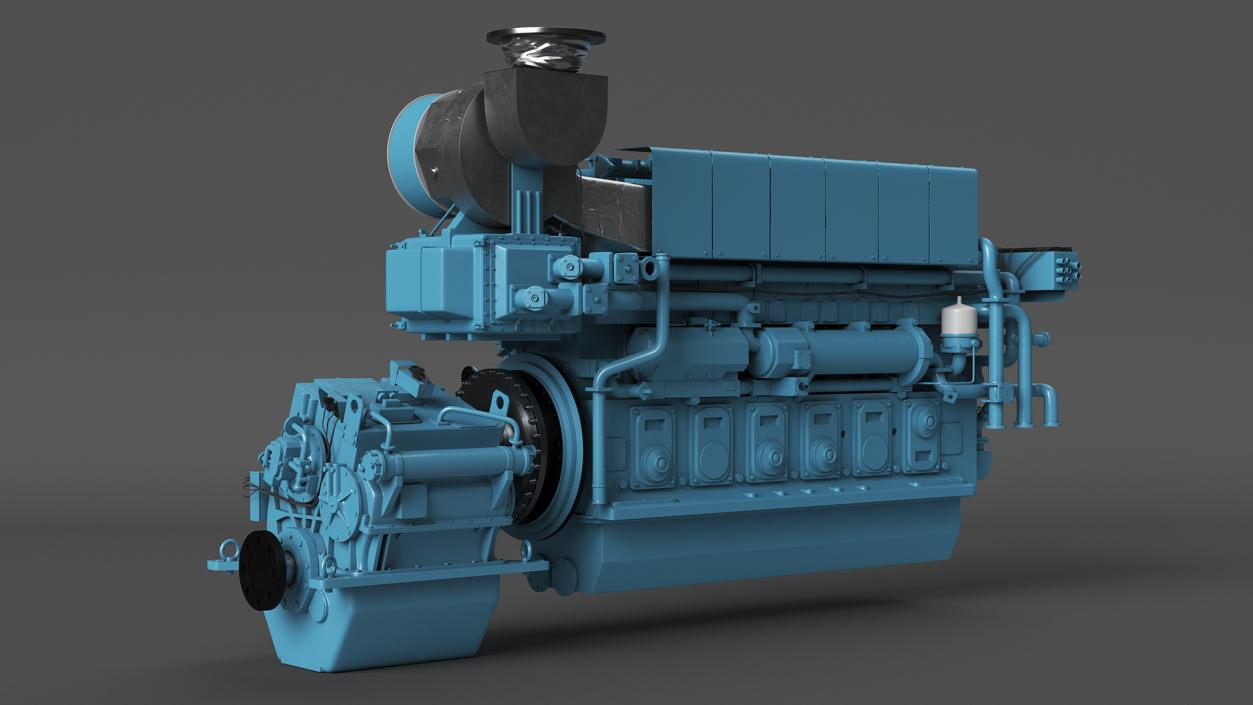 3D Marine Propulsion Engine Blue 2