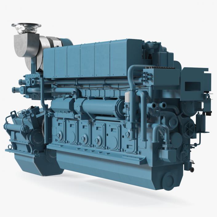 3D Marine Propulsion Engine Blue 2