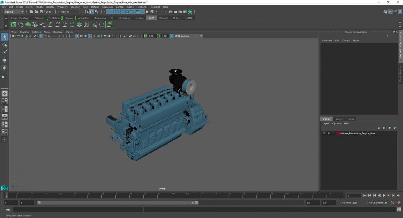 3D Marine Propulsion Engine Blue 2