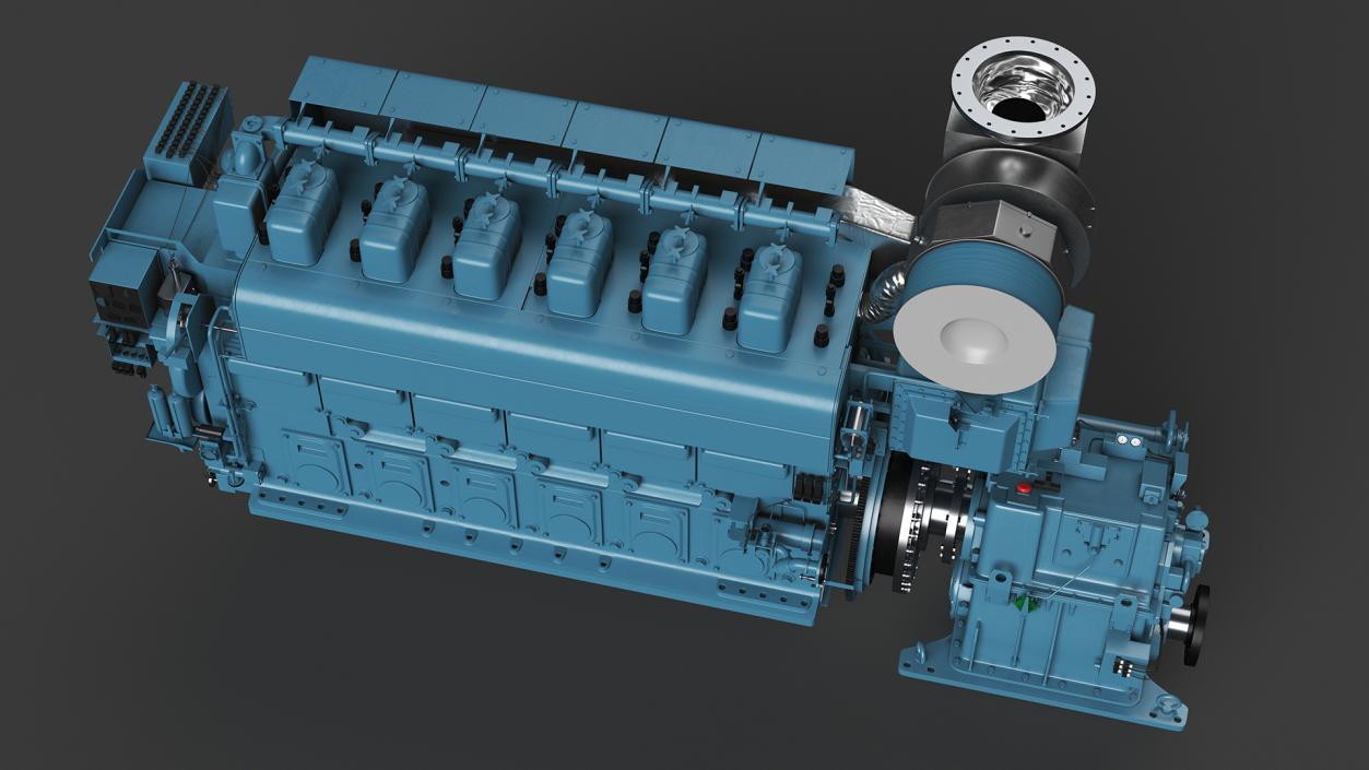 3D Marine Propulsion Engine Blue 2