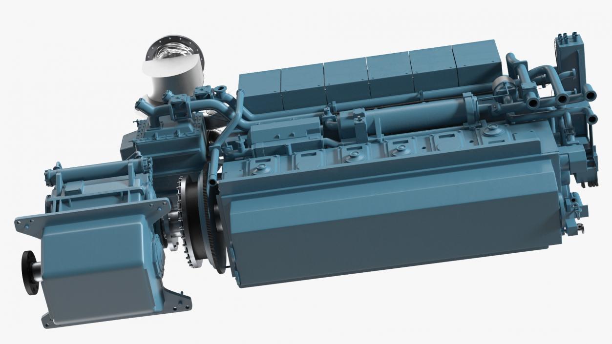 3D Marine Propulsion Engine Blue 2