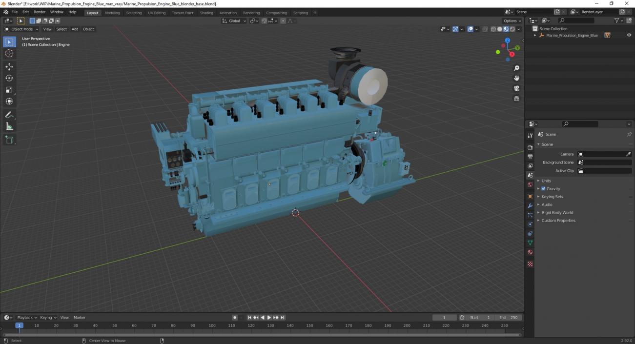 3D Marine Propulsion Engine Blue 2