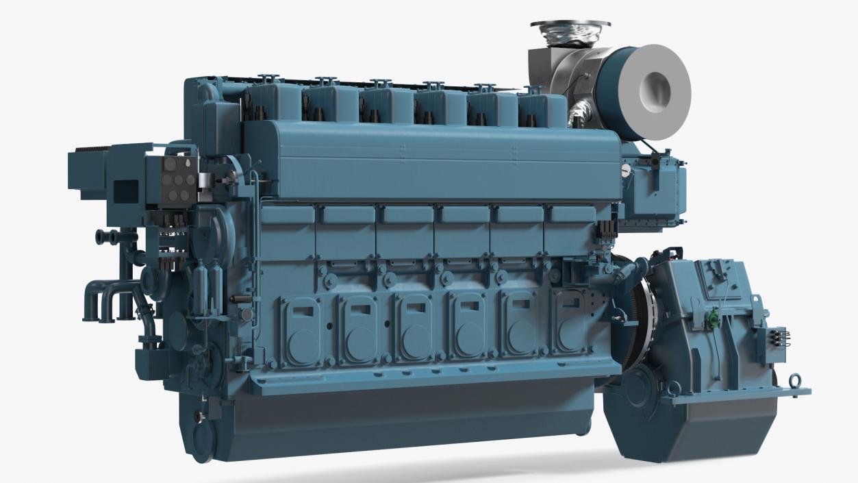 3D Marine Propulsion Engine Blue 2