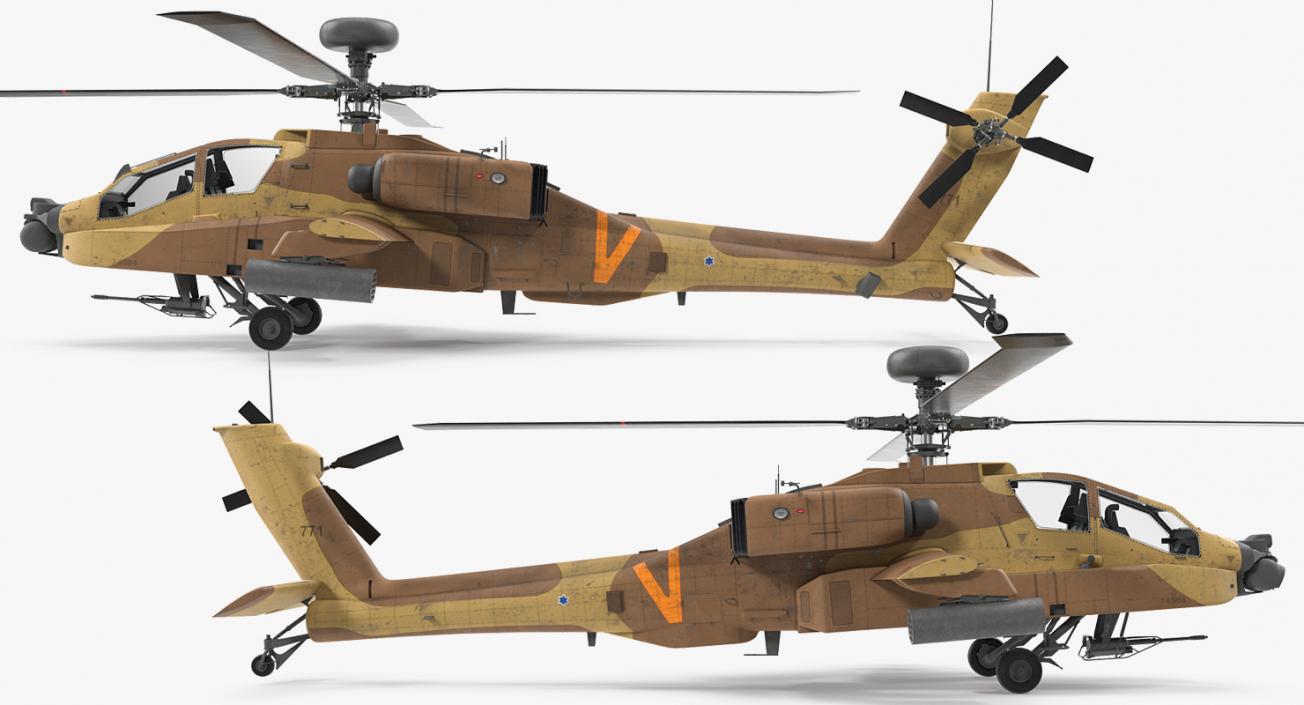 3D model AH-64D Apache Longbow Israel Rigged