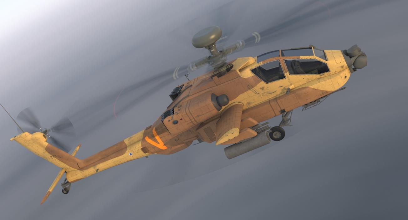 3D model AH-64D Apache Longbow Israel Rigged