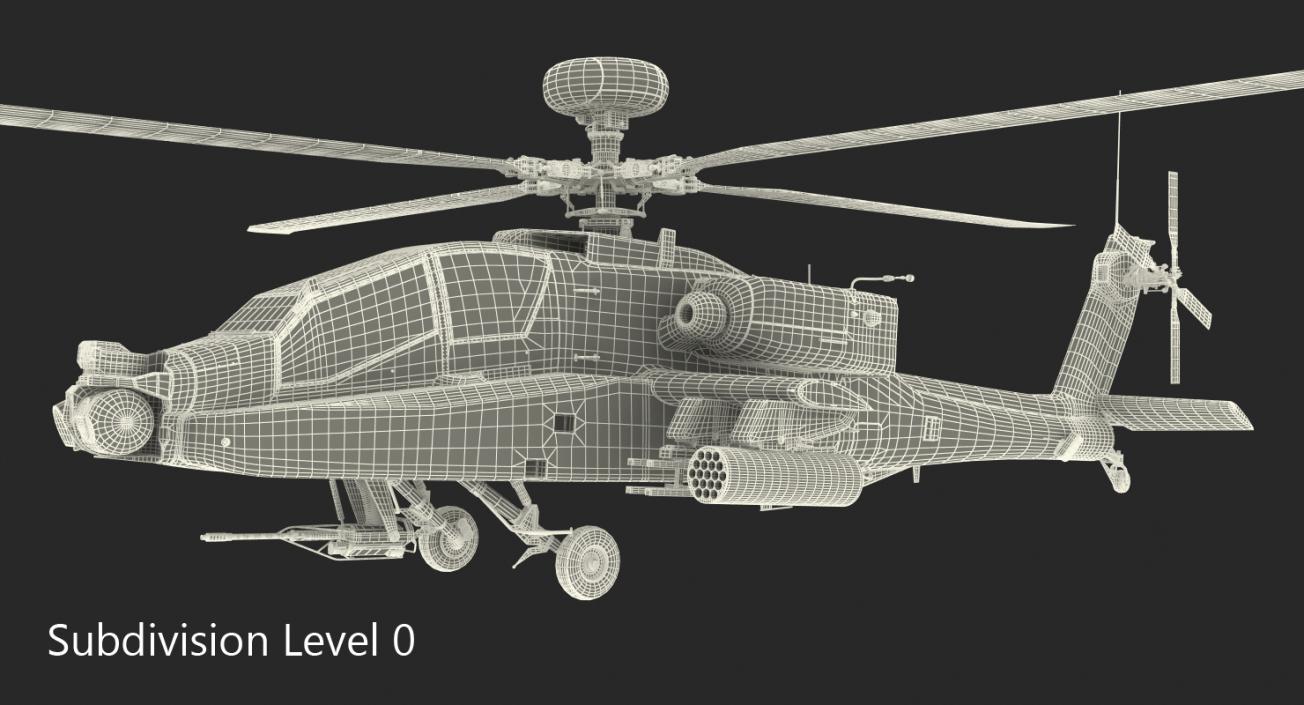 3D model AH-64D Apache Longbow Israel Rigged