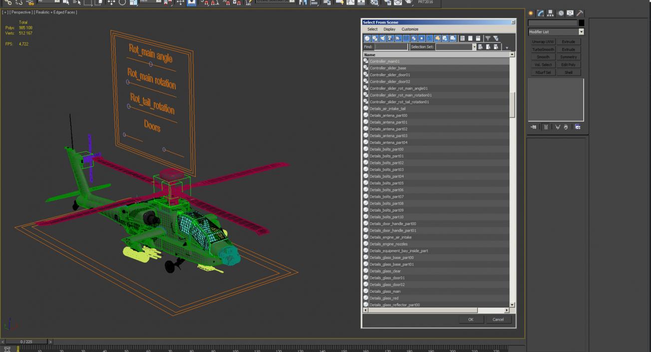 3D model AH-64D Apache Longbow Israel Rigged