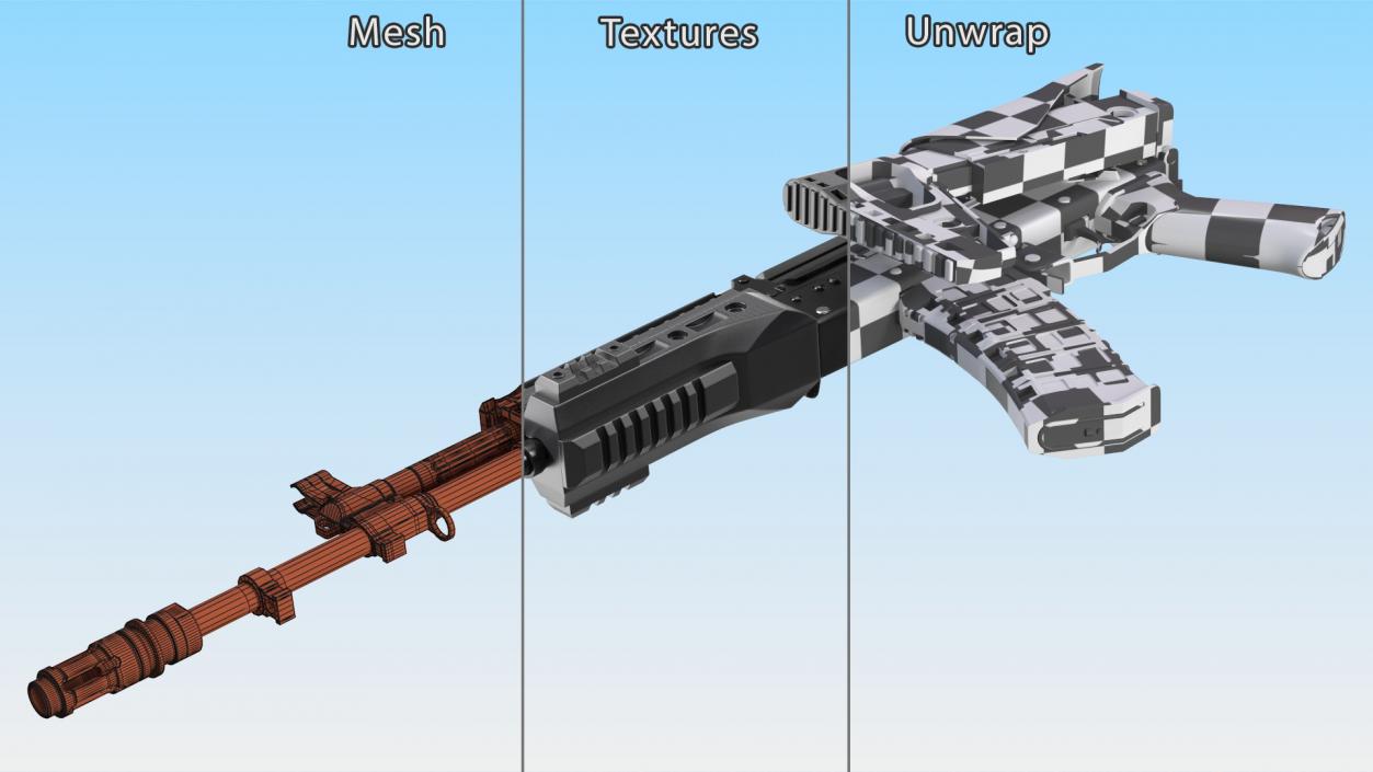 3D New AK-12 Automatic Rifle with Folded Stock model