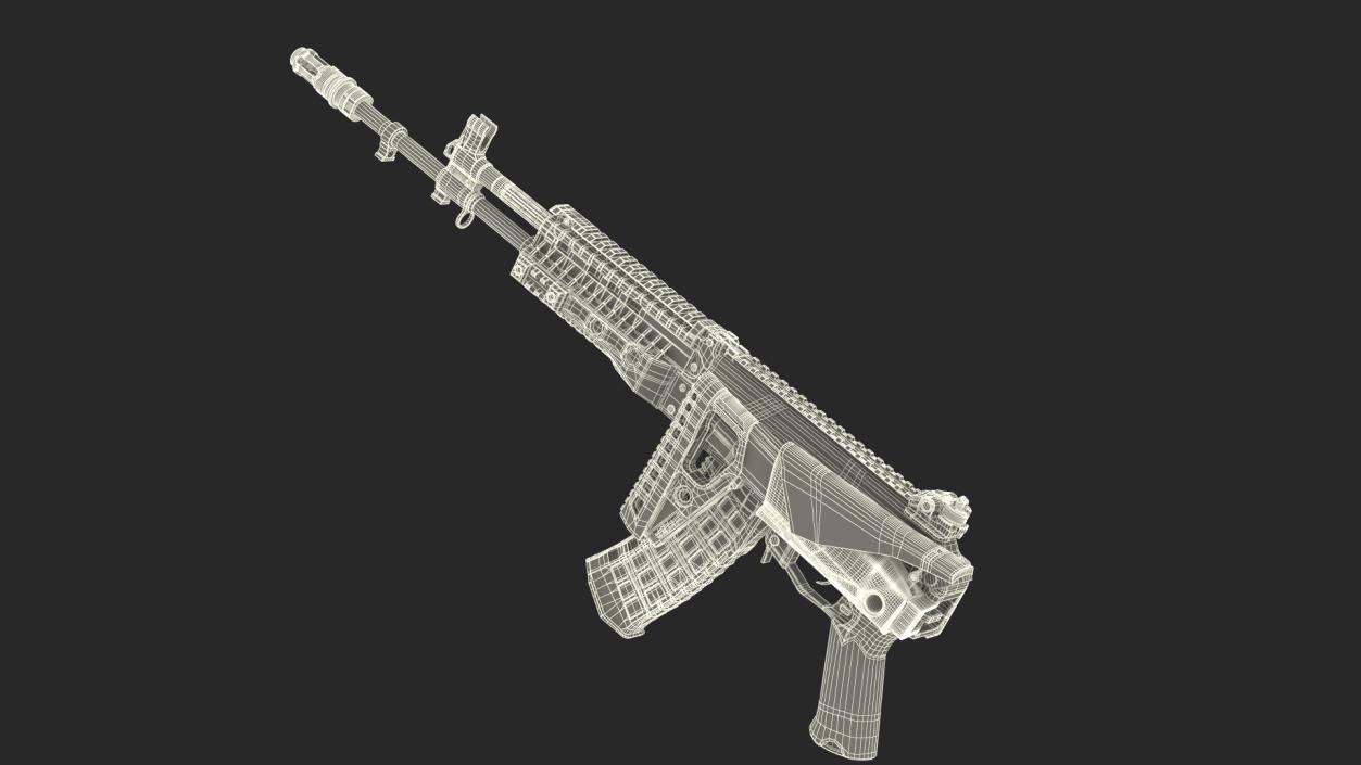 3D New AK-12 Automatic Rifle with Folded Stock model