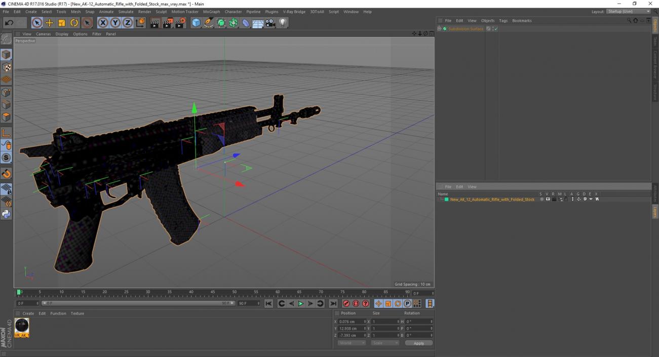 3D New AK-12 Automatic Rifle with Folded Stock model