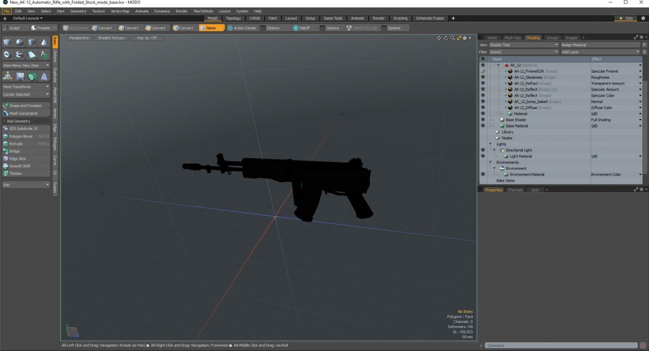 3D New AK-12 Automatic Rifle with Folded Stock model