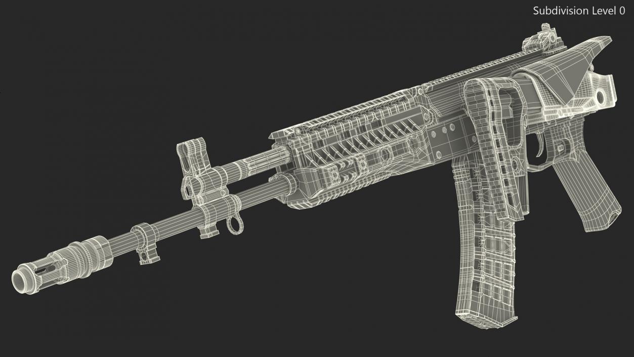 3D New AK-12 Automatic Rifle with Folded Stock model