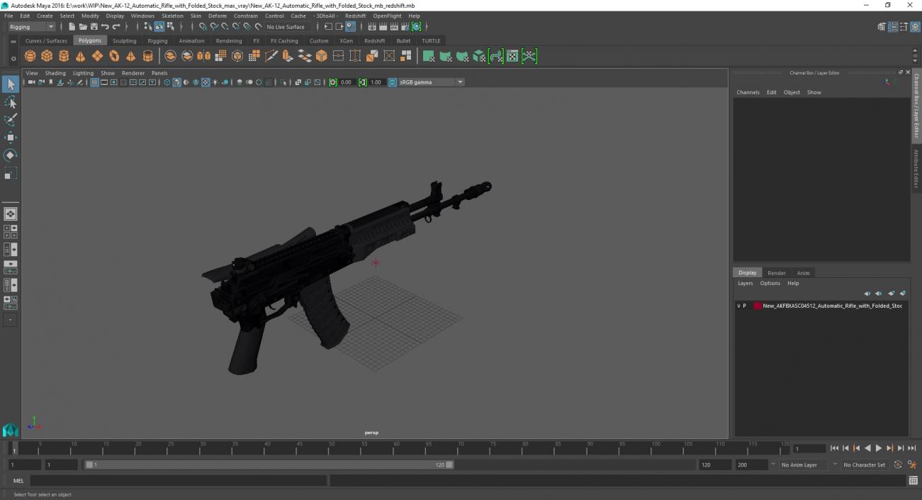 3D New AK-12 Automatic Rifle with Folded Stock model