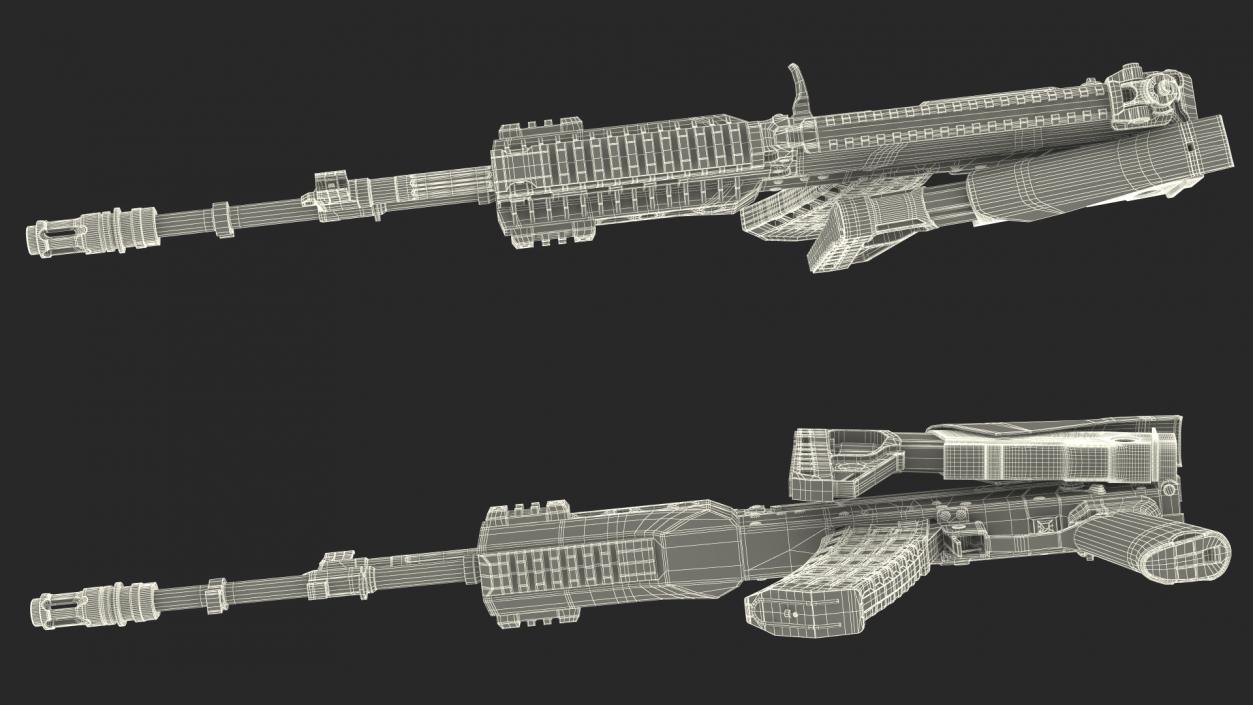 3D New AK-12 Automatic Rifle with Folded Stock model