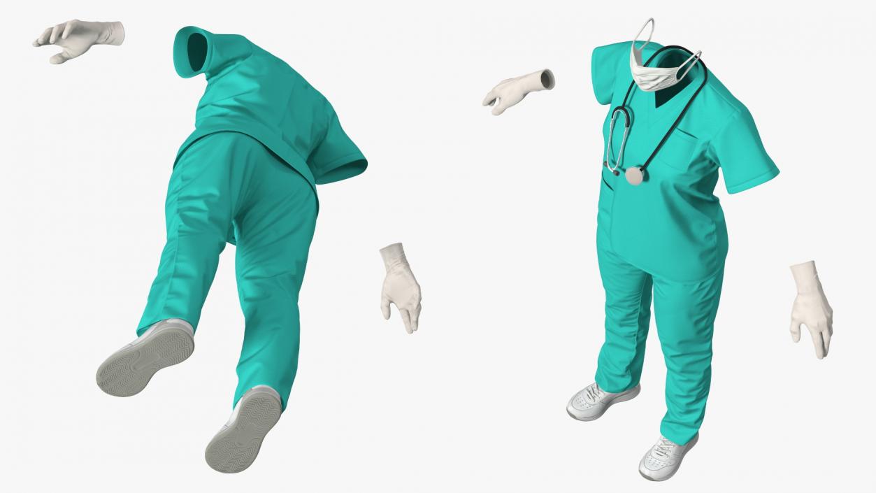 3D Green Medical Female Uniform model