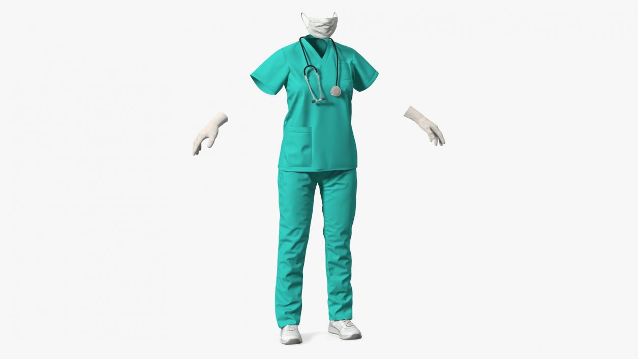 3D Green Medical Female Uniform model