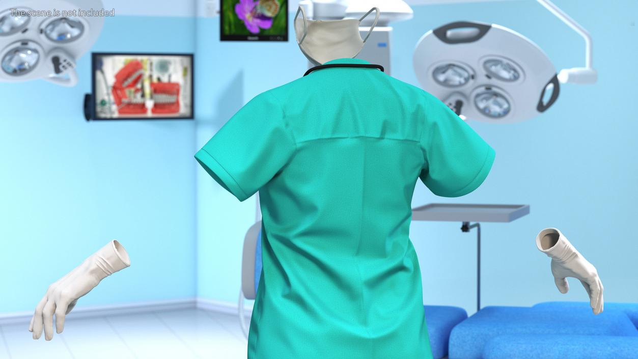 3D Green Medical Female Uniform model