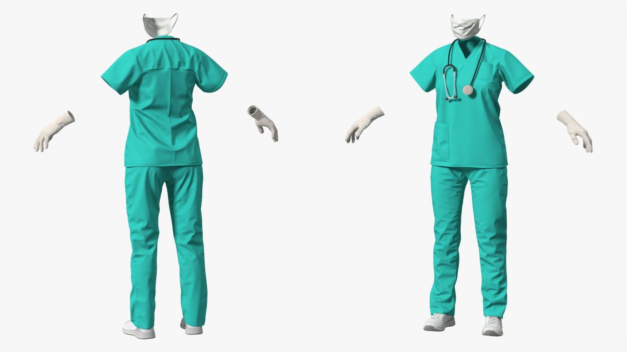 3D Green Medical Female Uniform model