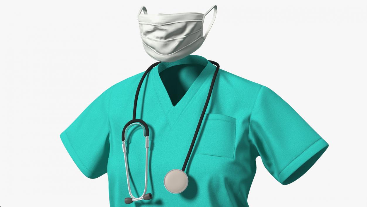 3D Green Medical Female Uniform model