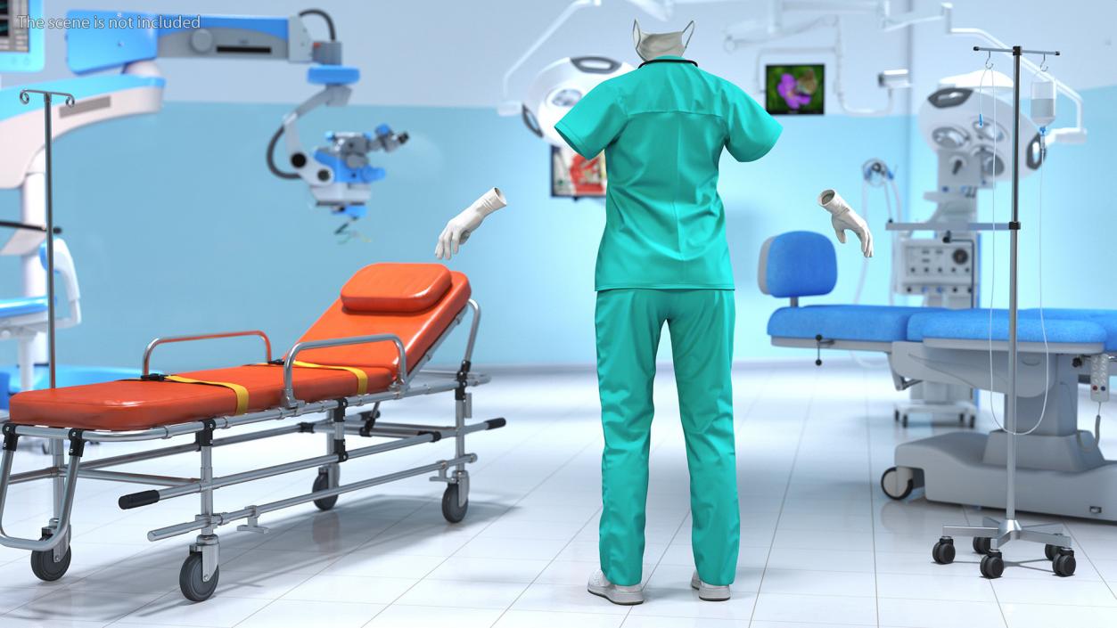 3D Green Medical Female Uniform model