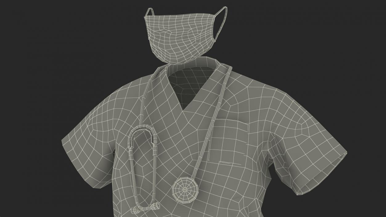 3D Green Medical Female Uniform model