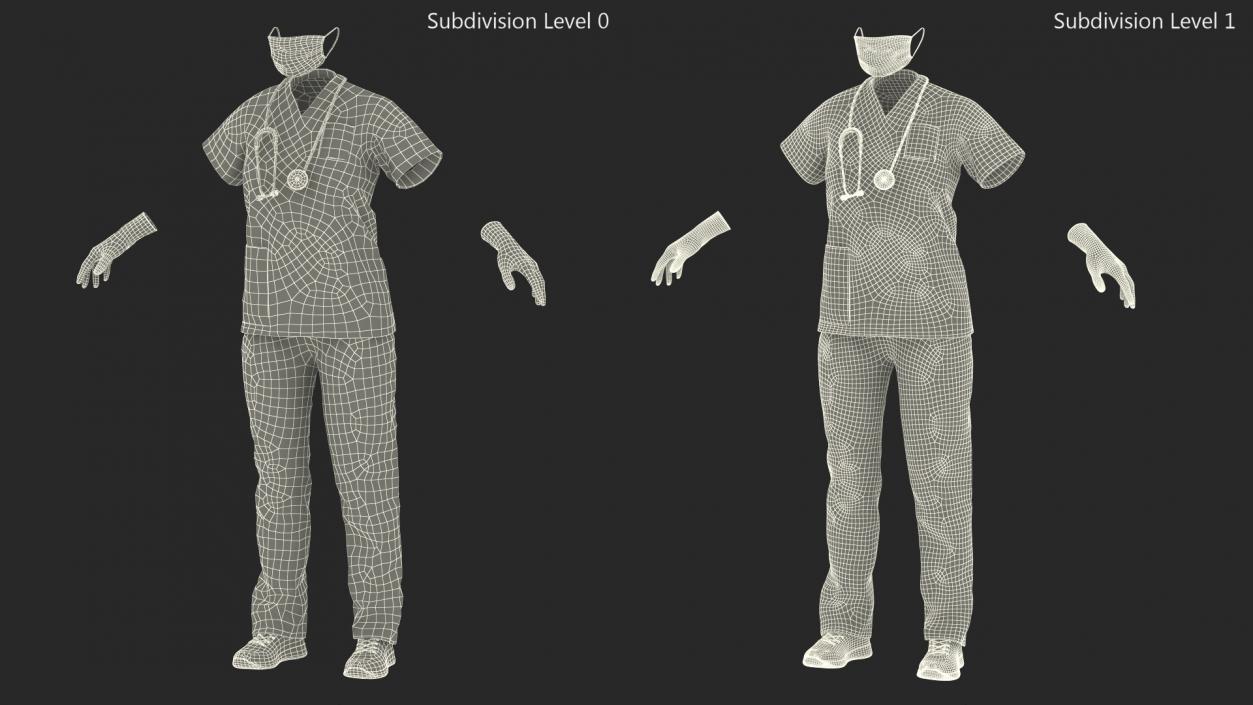 3D Green Medical Female Uniform model