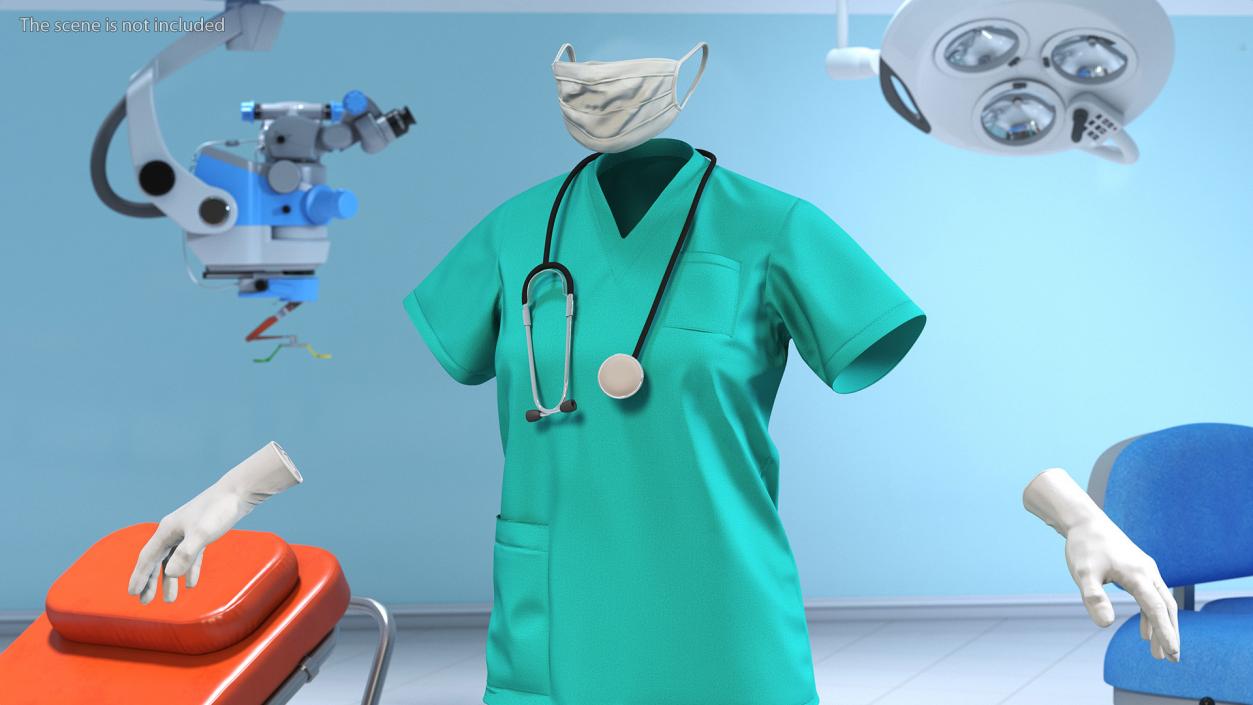 3D Green Medical Female Uniform model