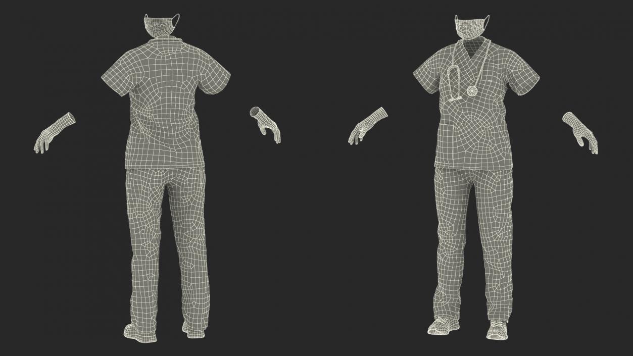 3D Green Medical Female Uniform model