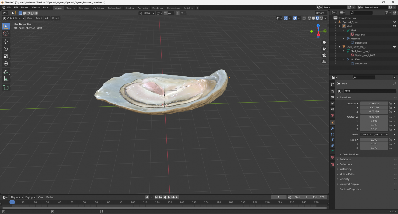 3D model Opened Oyster 2