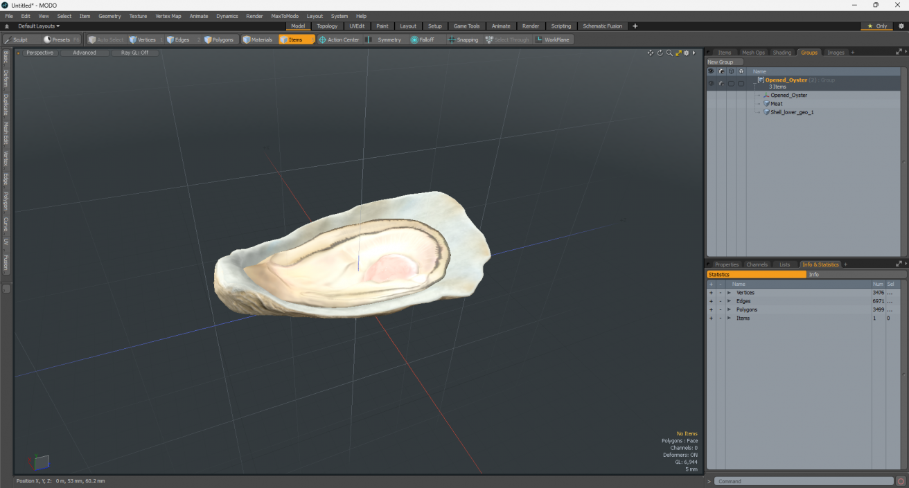 3D model Opened Oyster 2