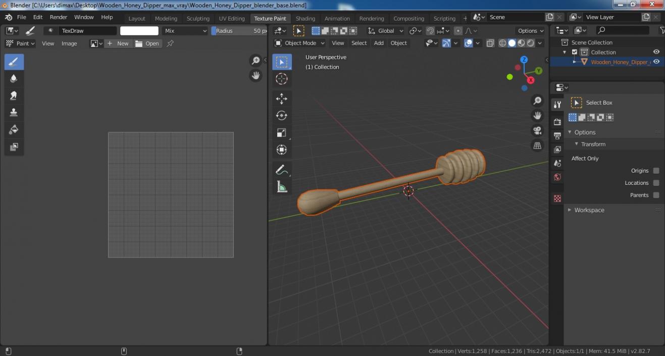 Wooden Honey Dipper 3D model