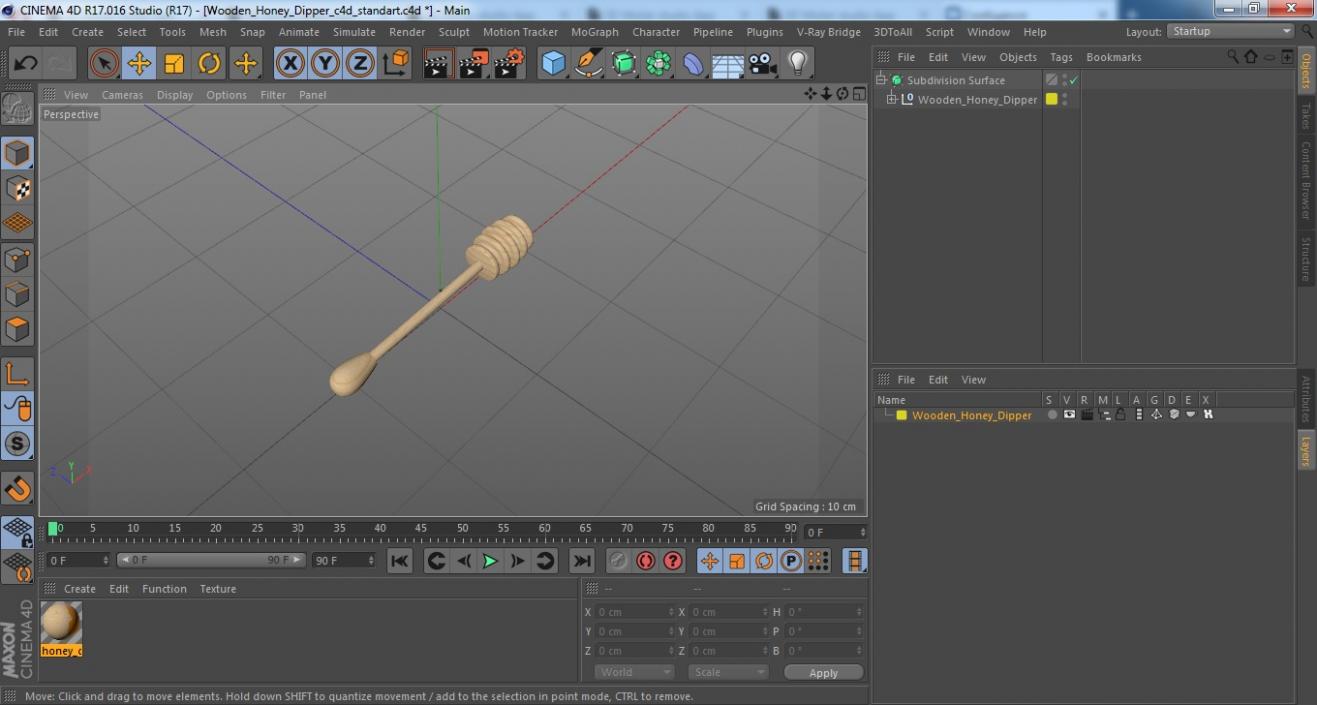Wooden Honey Dipper 3D model