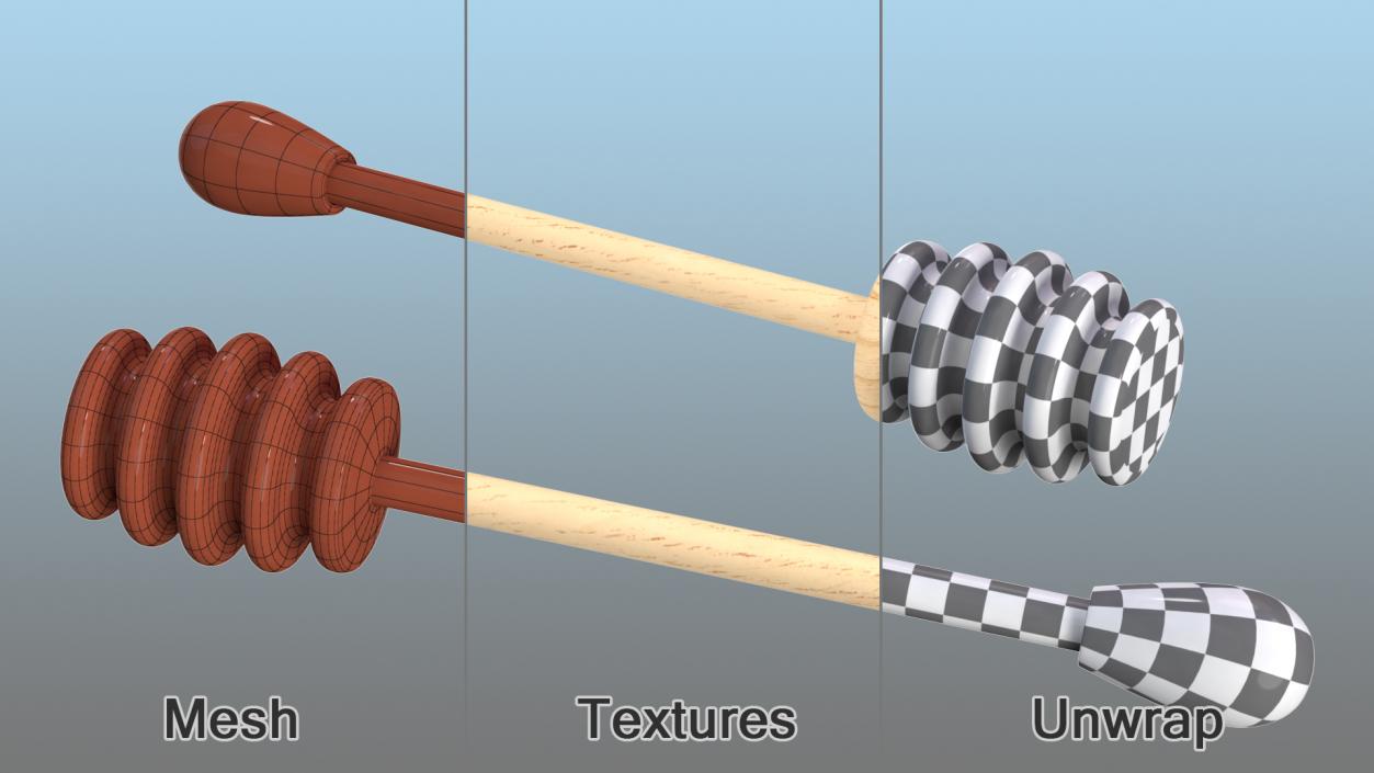 Wooden Honey Dipper 3D model