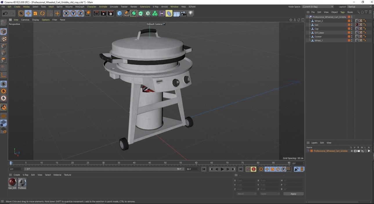 3D model Professional Wheeled Cart Griddle 2