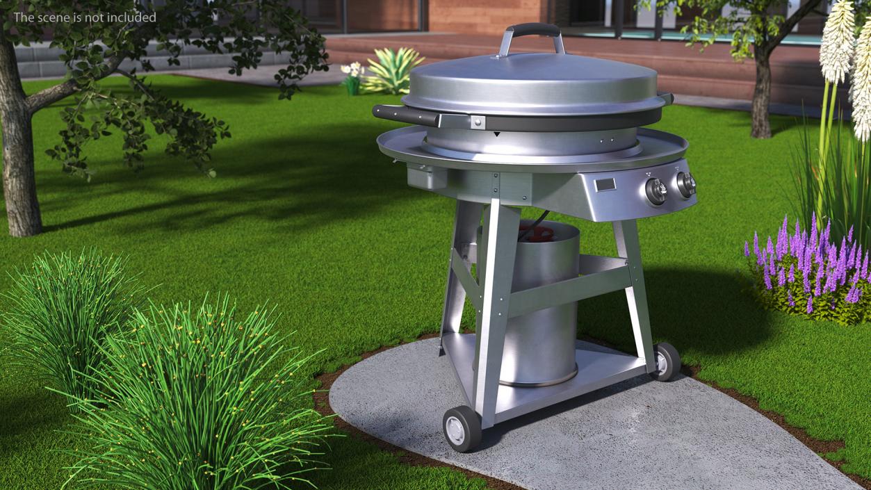 3D model Professional Wheeled Cart Griddle 2