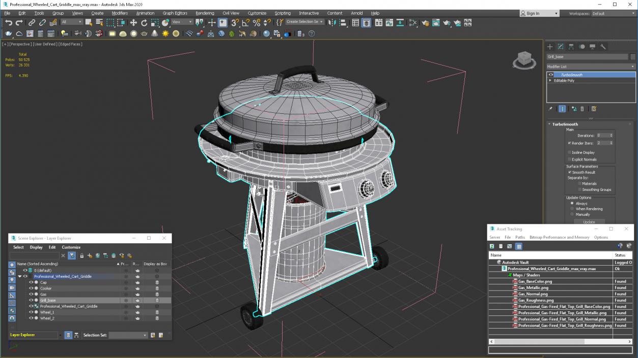 3D model Professional Wheeled Cart Griddle 2