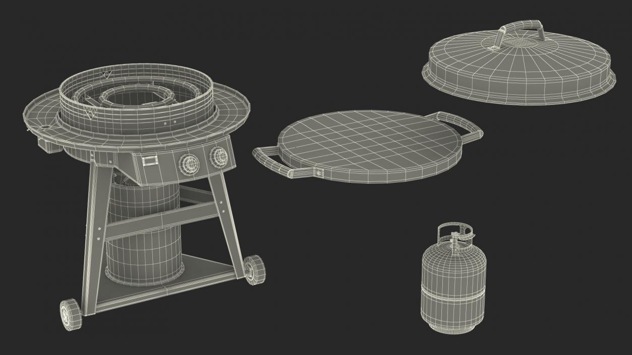 3D model Professional Wheeled Cart Griddle 2