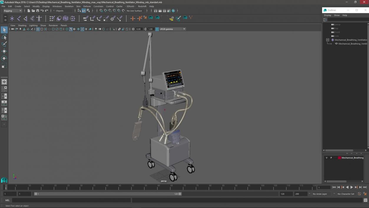 Mechanical Breathing Ventilator Mindray 3D model