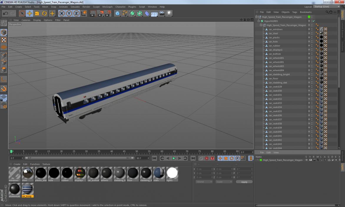 High Speed Train Passenger Wagon 3D