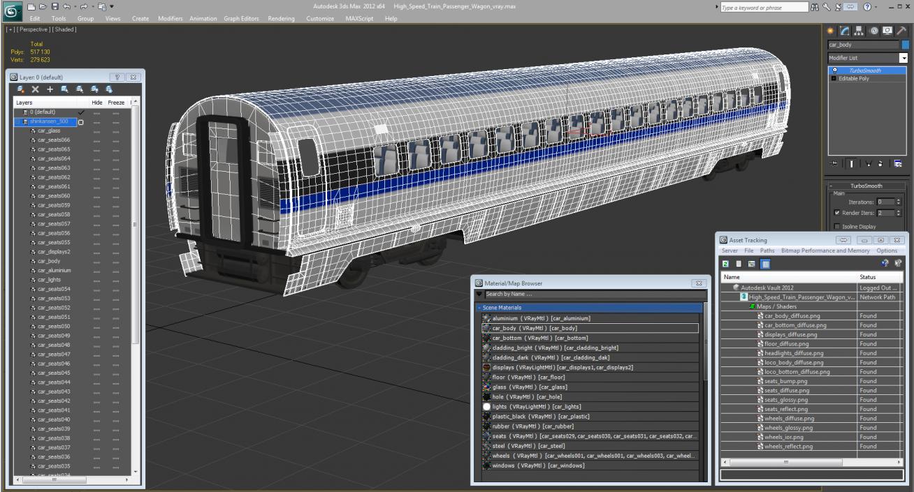 High Speed Train Passenger Wagon 3D