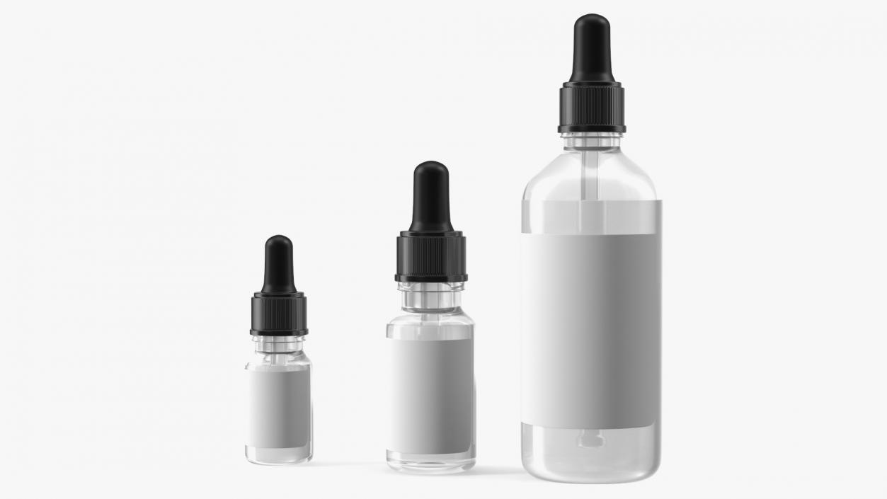 3D Clear Glass Dropper Bottles Set