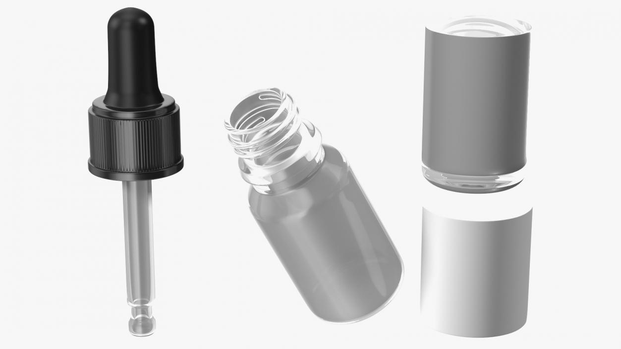 3D Clear Glass Dropper Bottles Set