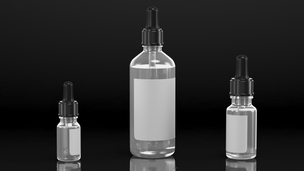 3D Clear Glass Dropper Bottles Set