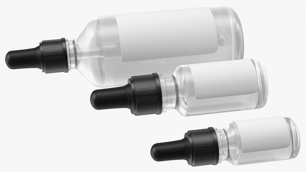 3D Clear Glass Dropper Bottles Set