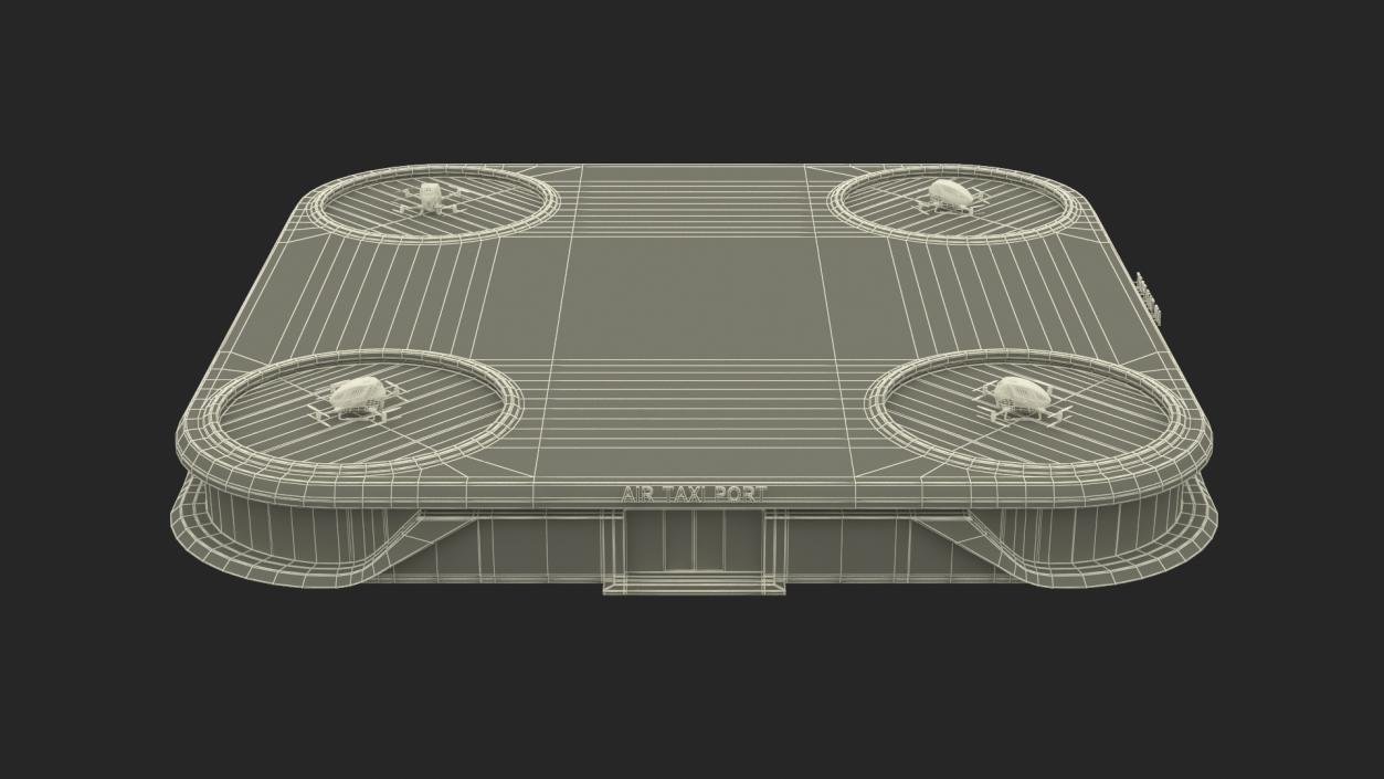 3D Flying Taxis Hub with Drones model